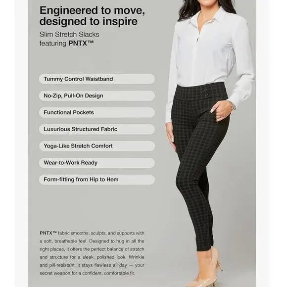 110. Conceited Slim Leg Stretch Dress Slacks Tummy Control Book Smart Size XS - Picture 8 of 8